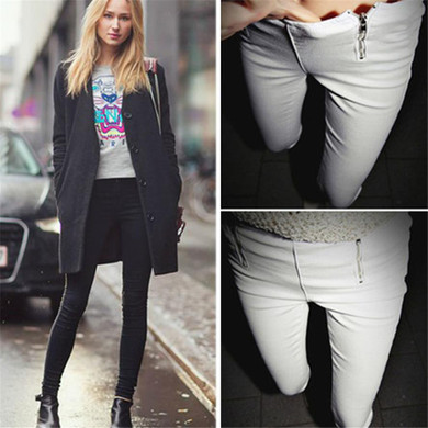 Luck Dog Lady Zip Pencil Pants High Waisted Slim Stretch Leggings Trousers Pants