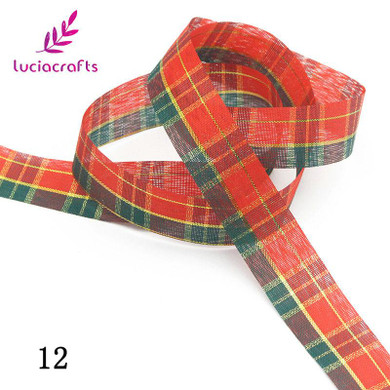 Lucia crafts 5 yards 25mm Plaid Printing Grosgrain Ribbons Trim Hair Bows Christmas Party Gift Decorative Handcraft 040048006(1)