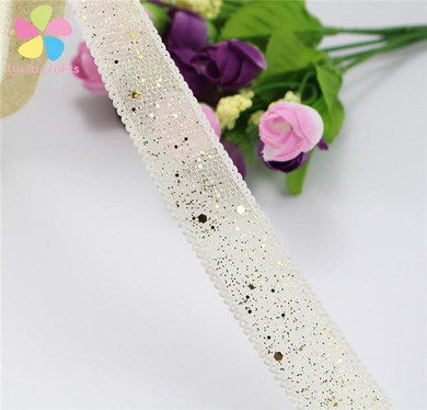 Lucia Crafts 25mm Mesh Sequins Trim Organza Ribbons For Christmas Wrapping Wedding DIY Sewing Supplies Accessories 040014004014