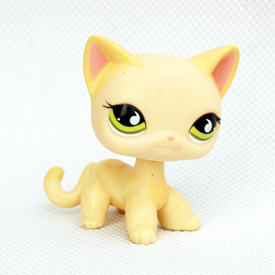 lps toy #733 yellow standing short hair cat animal pet shop kitty