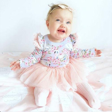 Baby Girls Long Sleeve Flower Cute Princess Party Wedding Gown Dresses Kid Baby Flower Girl Clothing Dress Tulle Tutu