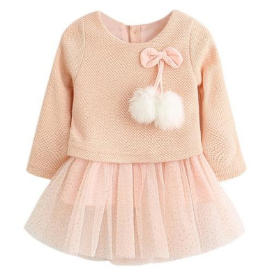 Baby Long Sleeve Dress Baby Girls Dresses Winter Gown Baby Children Knitted Dress Autumn Party Princess