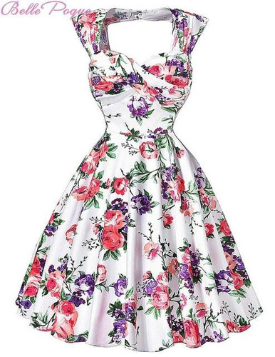 Belle Poque Women Summer Vintage 50s Dresses Audrey Hepburn Elegant Floral Vestidos Plus Size robe Sexy Pin up Rockabilly Dress