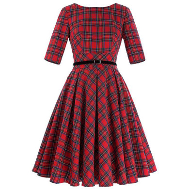 Belle Poque Women Summer Retro Vintage Dress Clothing Cotton Big Swing Party Robe Rockabilly 50s Plaid Dress Feminine Vestidos