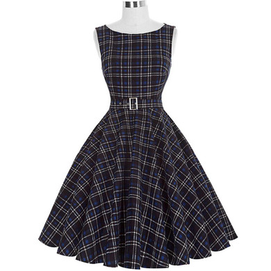 Belle Poque Women Summer Dress 2018 Rockabilly Audrey Hepburn Tunic robe Casual Clothing Vestidos 60s 50s Vintage Plaid Dresses