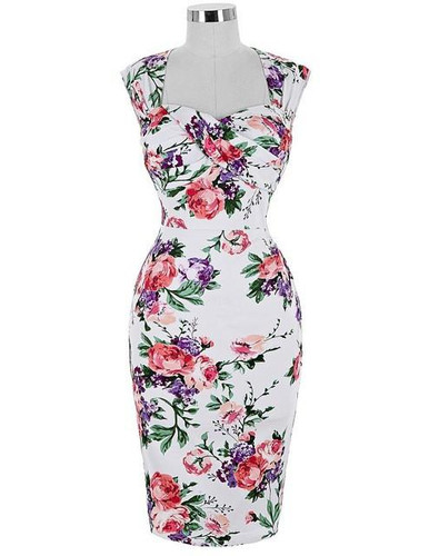 Belle Poque Women Summer Pencil Dresses 2017 Retro Vintage 50s Rockabilly Dress Sleeveless Work sexy Floral Office Bodycon Dress