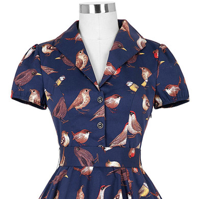 Belle Poque Women Big Swing Dress 2018 Casual Retro Robe Vintage 50s 60s Bird Print Summer Dresses Womens Clothing Elegant Tunic