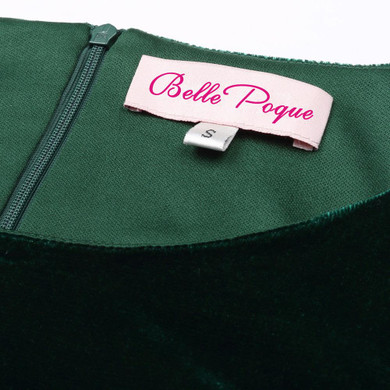 Belle Poque Winter Velvet Dress 2018 Big Swing Long Sleeve Green Tunic Elegant Women Clothing Casual Retro Vintage Party Dresses