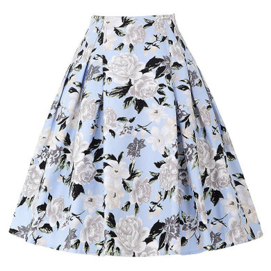 Belle Poque 50s Floral Print Skirts Womens faldas mujer 2017 Summer Pleated Plus Size Retro Pattern Casual Vintage Skater Skirt