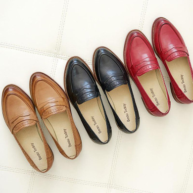 BeauToday Penny Loafer Women Sheepskin Moccasin Genuine Leather Slip On Pointed Toe Flats Casual Dress Shoes Handmade 27013