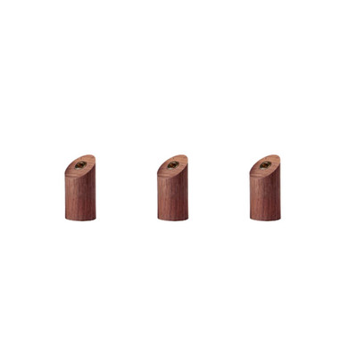 Moyad Wooden Coat Hooks Decorative Wall Hook Clothes Hat Towel Hanger, Pack of 3, Walnut