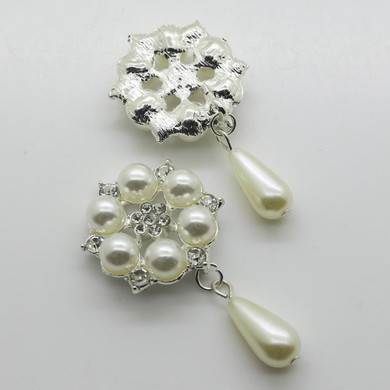 New 10pc pearl rhinestone button 2017 Wedding invitations decorate metal Hair flower center scrapbooking DIY Accessories