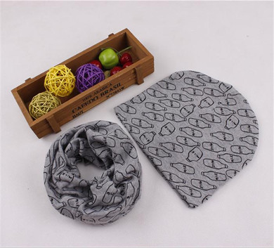 New 100% Cotton Baby Hat Scarf Set Nice Camo Print Kids Children Skullies Hats Child Cap Scarf Baby Girl Boy Beanies Accessories
