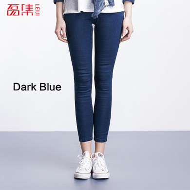 2018 LEIJIJEANS Spring And Summer Plus Size Solid 3 Color Mid Elastic Waist Ankle Length Women Skinny Pencil Stretch Well Jeans