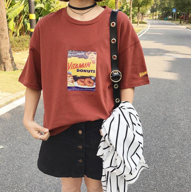 2018 Korean cartoon printing T-shirt spring