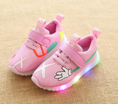 2018 hot sales finger cartoon funny design girls boys shoes mesh LED lighting children sneakers high quality glowing kids shoes