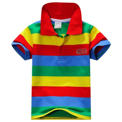 Baby Children Boys Striped T-shirts Kids Tops Sports Tee Polo Shirts Clothing