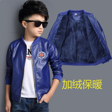 Baby Boys Leather Jacket Kids Coats Children Winter Jackets Plus Velvet Boys Casual Black Windproof Children Fleece Outerwear