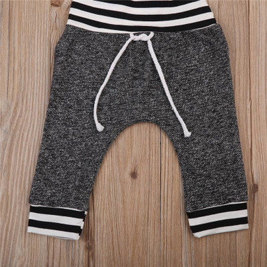 Baby Boys Girls Clothing Toddler Newborn Infant Cute Baby Gray Boy Girl New Cotton Outfit Clothes Long Pants+ Hat 2PCS Clothes