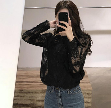 Neploe Retro Fashion Lace Patchwork Women Blouse 2018 Korean Square Collar Perspective Sexy Shirts Spring Elegant Blusas 67040