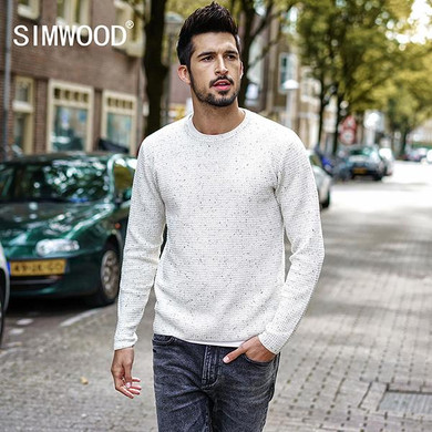 SIMWOOD 2017 Autumn Winter Pullover Men Knitted Sweater Slim Fit Male Plus Size High Quality Fashion Brand Men Sweater MT017030