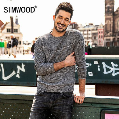 SIMWOOD 2017 Autumn Winter New Sweater Men Slim Fit Knitted Pullover men Fashion Plus Size High Quality Brand Clothing MT017005