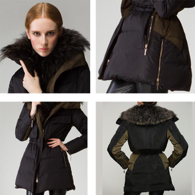 Kaximei 90% White Duck Down Full High Collar Hooded Down Jacket Women 2017 New Arrival Fur Collar 3D Stitching 80688