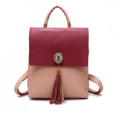 Kavard Tassel Women Small Backpack PU Leather Women's Backpack Fashion Shoulder Bag Female Backpack Cute School Bags for Girls