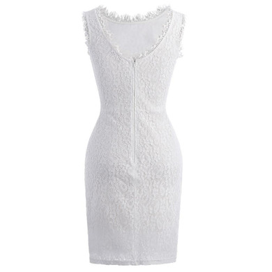 Kate Kasin White Short Cocktail Dresses knee length Lace Prom Dresses 2017 Sexy Slim Bodycon Robe de Cocktail Party Dress 1058