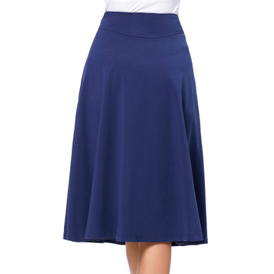 Kate Kasin Short Skirt Knee Length Ladies 100% Cotton Skirts Women Navy Blue Saias Longa 2017 Femininas Formal Jupe Femme