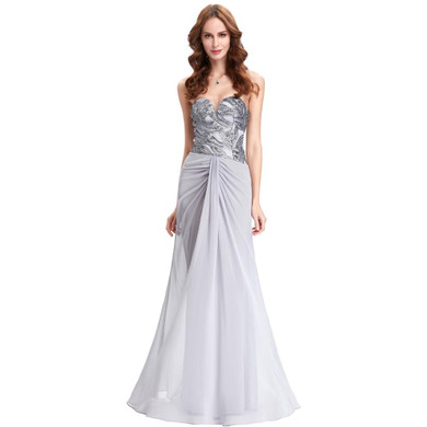 Kate Kasin Grey Silver Sequin Mermaid Evening Dress 2017 Sweetheart Long Elegant Prom Dresses Off Shoulder Evening Dresses Gowns