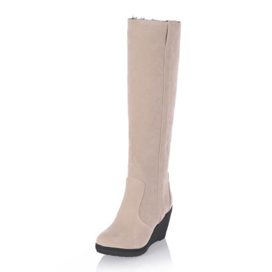 KARINLUNA 2017 large size 34-43 Fashion Women Snow Boots Warm Fur Shoes Wedge high Heel Shoes Platform knee high Boots Winter