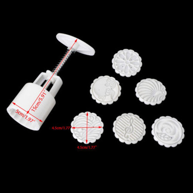 KANNERT 7 pcs/set Mid-Autumn Festival Square Moon Cake Molds Food-Grade Plastic 6 Pattern Moon Press DIY Chinese Characteristics