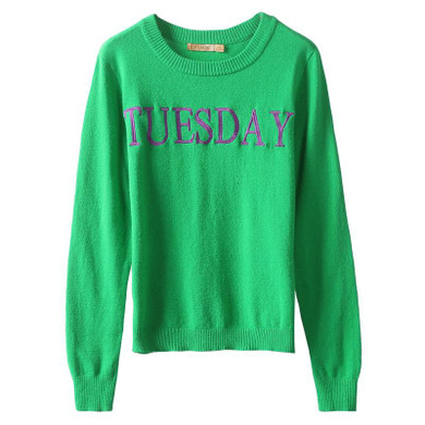 ELF SACK Women Letter Embroidery Knitted Pullovers Women Loose Solid Contrast Color Autumn Sweater 2017 Female Casual O Neck Top