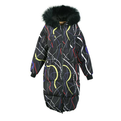 Elf SACK w magic female detachable fur collar with a hood loose thickening down coat female long design