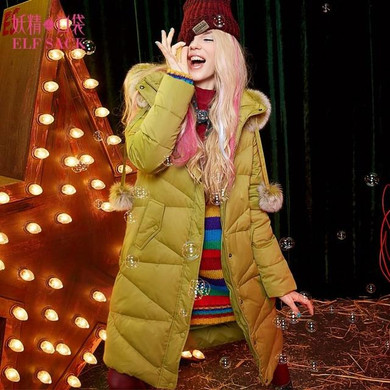 Elf SACK p99 winter fashion hair bulb raccoon fur with a hood loose long design down coat female