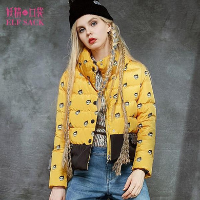 Elf SACK 2016 winter women baseball outerwear monkey printing casual short down coats