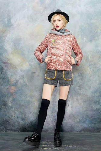 ELF SACK 2016 Winter Print Down Coats for Women Hooded Long Sleeve Thick Coats Female Fashion White Duck Down Coat Otherwear