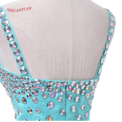 NIXUANYUAN 2017 New Custom Made Mint Satin Cocktail Dress 2017 Deep V-Neck Sexy Party Dress Short Crystal vestidos de cocktail