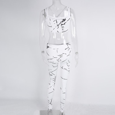 2018 New Patchwork Tracksuit Crop Top Tanks And Leggings Sporting Skinny Clothing Summer 2 Pieces Hollow Women Clothing