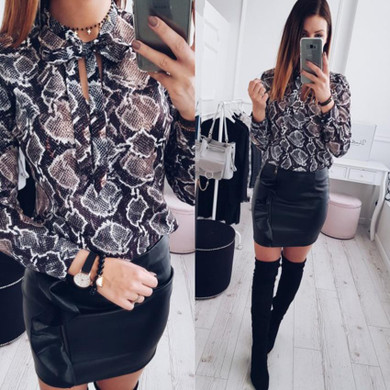 2018 New Fashion women sexy chiffon blouses mid sleeves casual printed shirts ladies loose tops