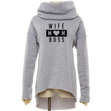 2018 New Fashion Wife Mom Boss Print Sweatshirt Femmes Hoodies Sweatshirts Kawaii Funny Hoody Pattern Comfortable Creative