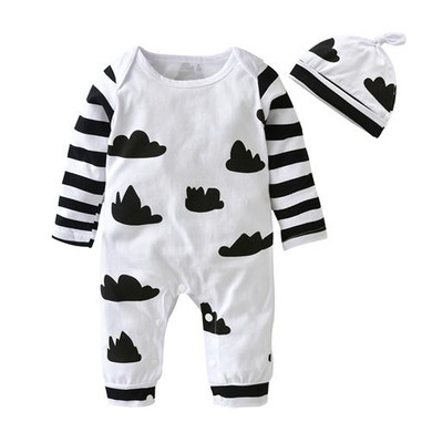2018 New Fashion Baby Girl Clothes Cartoon Pink Cute Newborn Toddler Jumpsuit+Hat 2 Pcs Baby Girl Clothing Infant Clothing Set
