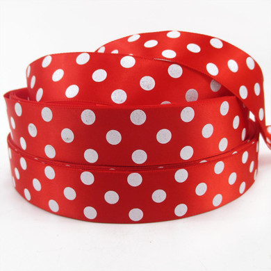 David accessories 1"(25mm) glitter dot satin ribbon printed polyester ribbon 5 yards, DIY handmade materials,5Y44263