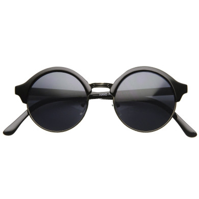 Dapper Half Frame Circle Vintage Steampunk Sunglasses