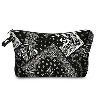 DAOXI 3D Printing Vintage Pattern Cosmetic Bags with Organizer Zipper for Travelling Necessaries