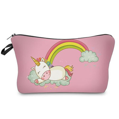 DAOXI 3D Printed Unicorn Cosmetic Bags with Zipper Pink Rainbow Cute Women Organizer Makeup Storage YY10057