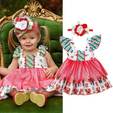 Kids Baby Girl Christmas Clothing Wedding Pageant Party Princess Dresses Sleeve Tulle Bow Tutu Cute Dress Baby Girls