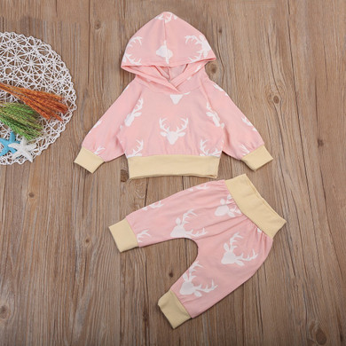 Kid Newborn clothing Set Infant Baby Girl Boy Clothes Long Sleeve Deer Hoodie Tops+Pants Leggings 2Pcs Outfits Set
