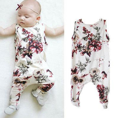 Kid Newborn Summer Clothes Toddler Baby Boy Girl Sleeveless Floral Cotton Romper Outfits Sunsuit
